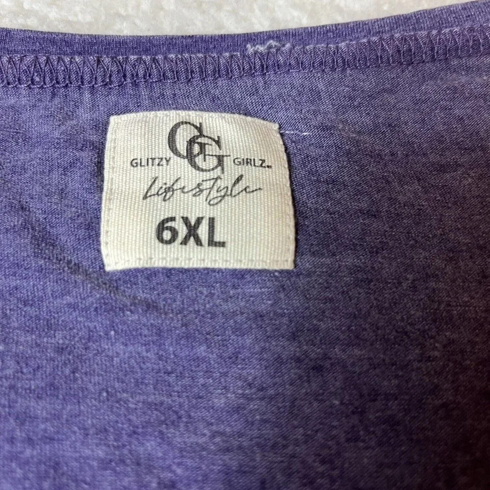 Glitzy Girlz Lifestyle Dark Plum Purple V Neck Basic T Shirt Size 6X NEW NWT‎